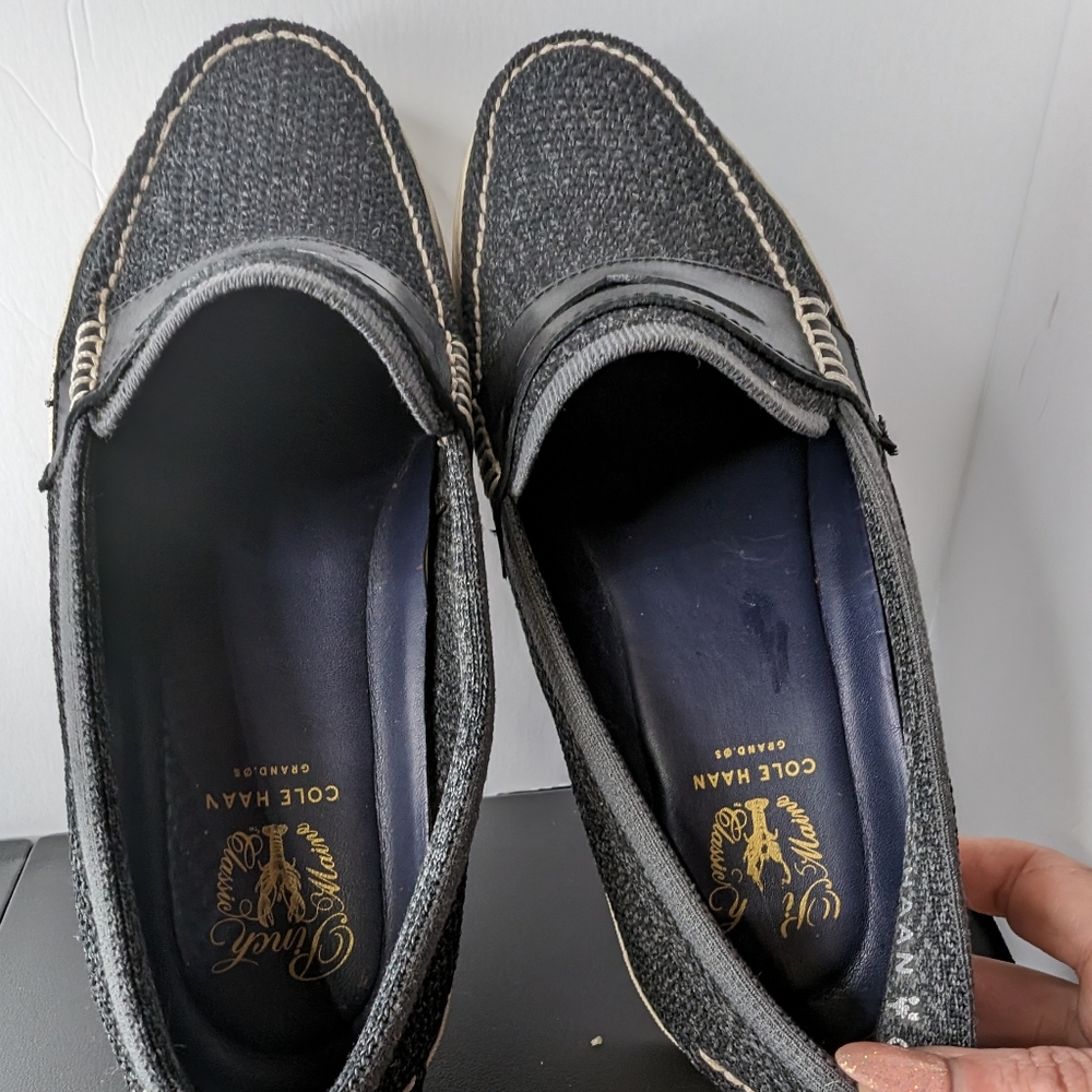 Cole Haan 10.5 Pinch Weekender comfy blue knit slip on deck shoes rubber soles - Picture 6 of 9